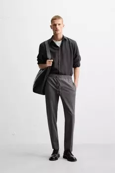 Брюки jogger comfort fit с заниженной поясом ZARA, серый