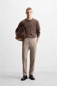 Брюки jogger comfort fit с заниженной поясом ZARA, цвет Dark tan