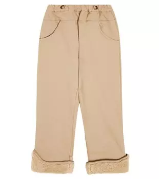 Брюки Jour из хлопка с отделкой из искусственного меха Donsje, бежевый