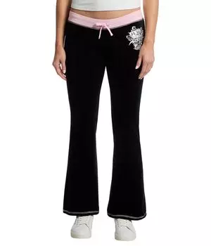 Брюки Juicy Couture Vday Heritage Low Rise Track Pants With Contrast Ri, цвет Liquorice