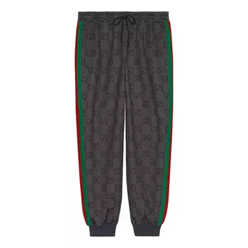 Брюки jumbo gg jogging pant with web 'grey dark grey' Gucci, серый