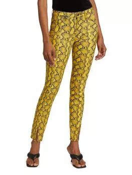 Брюки Jyothi со змеиным принтом и высокой посадкой до щиколотки L'Agence, желтый