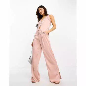 Брюки Kaiia Satin Wide Leg Tailored, светло-розовый