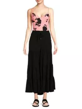 Брюки-камуфляж Kate Spade New York однотонные многоуровневые, черный