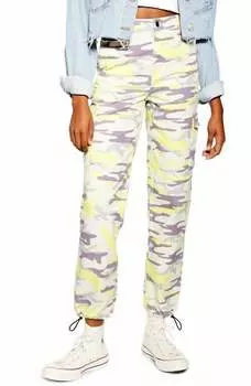 Брюки камуфляжного принта многоцветные Topshop, мультиколор