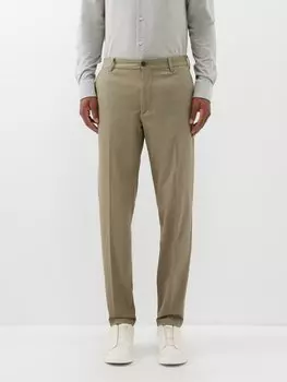 Брюки kane из хлопкового твила Boss, зеленый