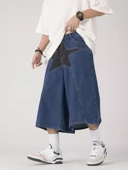 Брюки-капри джинсовые Romwe Prep мужские, темно-синий