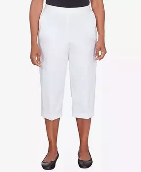 Брюки-капри Petite Classics из твила и денима с разрезом по низу Alfred Dunner, белый