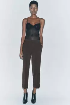 Брюки капри ZARA, коричневый