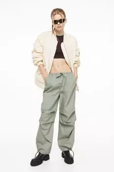 Брюки кардго H&M Parachute, светло-зеленый хаки