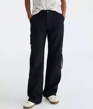 Брюки-карго Aeropostale средней посадки прямого покроя, черный