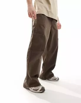 Брюки-карго ASOS DESIGN очень мешковатые коричневого цвета