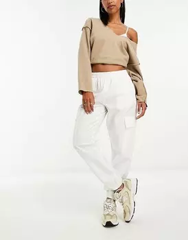 Брюки-карго ASOS DESIGN With Elasticated Cuff, белый