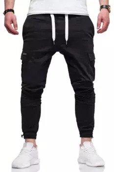 Брюки-карго behype "HAWK" с эластичным поясом, черный