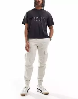 Брюки карго Bershka с манжетами бежевого цвета