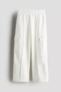 Брюки-Карго без застежки H&M, белый