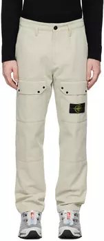Брюки-карго бежевого цвета с нашивкой-логотипом Stone Island