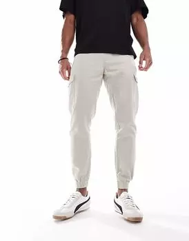 Брюки-карго Brave Soul из смеси хлопка и льна в цвете светло-каменный