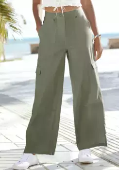 Брюки-карго Buffalo из лиоцелла широкого кроя, повседневные брюки из ткани с боковыми карманами, зеленый