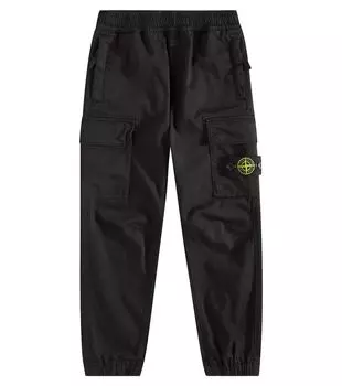Брюки карго Compass из хлопка Stone Island Junior, черный