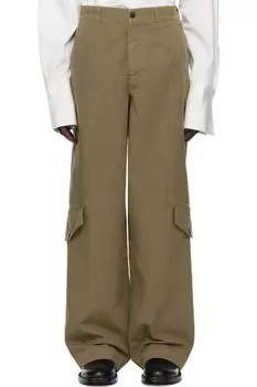 Брюки-карго цвета хаки из хлопка Dries Van Noten