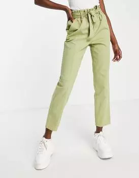 Брюки карго цвета хаки с завязками на талии Miss Selfridge