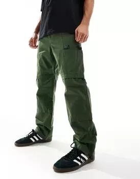 Брюки карго цвета хаки со вставками и нашивкой ASOS DESIGN