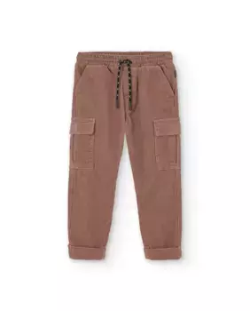 Брюки-карго для мальчика из вельветовой ткани на кулиске Boboli, коричневый
