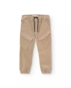 Брюки-карго для мальчика из вельветовой ткани на кулиске Boboli, бежевый