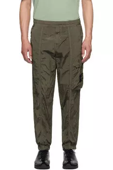 Брюки карго ECONYL из нейлона цвета хаки с металлическим покрытием Stone Island