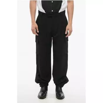 Брюки-карго EMPORIO с одинарной складкой и регулируемыми манжетами Armani, Black