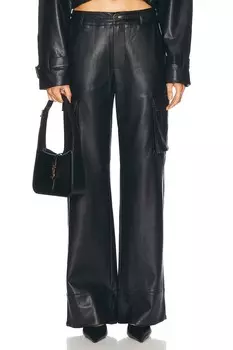 Брюки-карго Fifer из веганской кожи с низкой посадкой SER.O.YA, черный