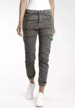 Брюки-карго GANG "94ЖИЗЕЛЬ", с накладными карманами-карго, оливковый