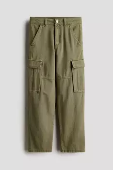 Брюки-Карго H&M, зеленый