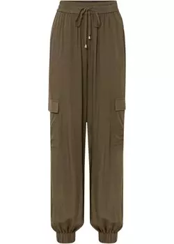 Брюки-карго из экологически чистой вискозы Bodyflirt, зеленый