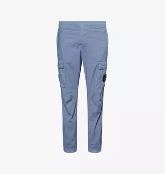 Брюки-Карго из эластичного хлопка с зауженными штанинами и логотипом-нашивкой Stone Island, синий