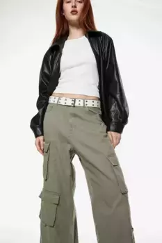 Брюки-карго из габардина H&M, зеленый