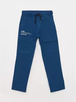 Брюки-карго из габардина с принтом и эластичной резинкой на талии для мальчиков LCW Kids, темно-синий