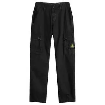 Брюки-Карго из хлопчатобумажной парусины с эффектом старины Stone Island, черный