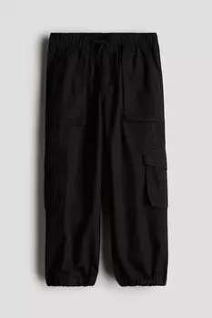 Брюки-Карго из хлопка H&M, черный