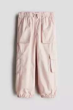 Брюки-Карго из хлопка H&M, розовый