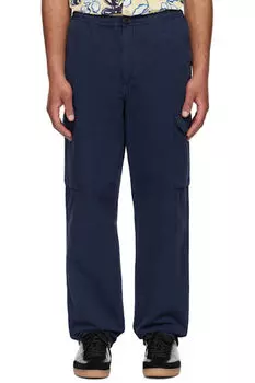 Брюки-карго из хлопка и льна темно-синего цвета PS by Paul Smith
