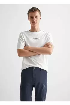 Брюки карго из хлопка Mango, темно-синий