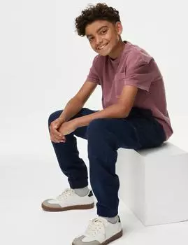 Брюки-карго из хлопка Marks & Spencer, темно-синий