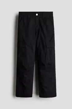 Брюки карго из хлопка на подкладке H&M, черный