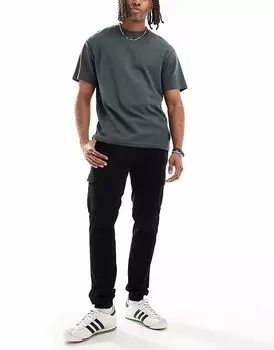 Брюки-карго из хлопка Threadbare с эластичной отделкой черного цвета