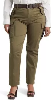 Брюки-карго из хлопкового сатина больших размеров LAUREN Ralph Lauren, цвет Olive Fern