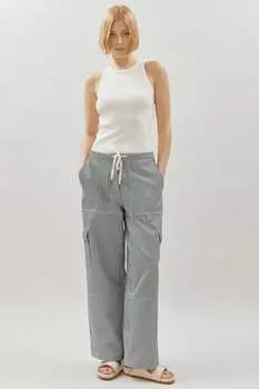 Брюки карго из хлопкового тика с полосатым узором Albaray, черный