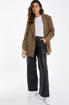 Брюки-Карго из искусственной кожи Quiz, черный