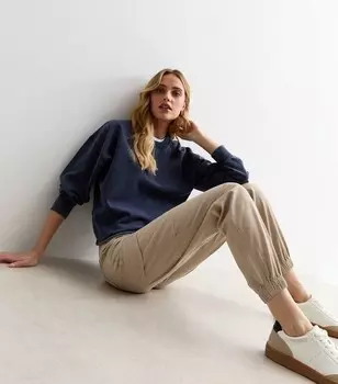 Брюки карго из каменного денима с манжетами New Look, светло-серый